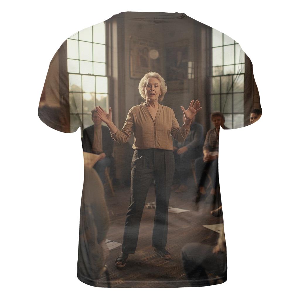 Polly Holliday Teaching Theatre Workshop trendy printed shirt styles