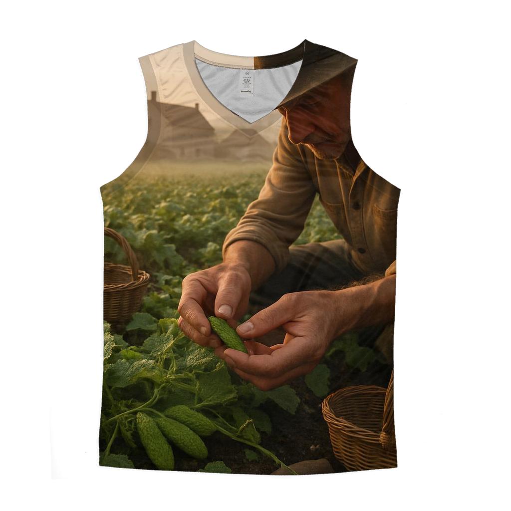 Harvesting Cornichons At Dawn In A French Countryside personalized athletic tanks
