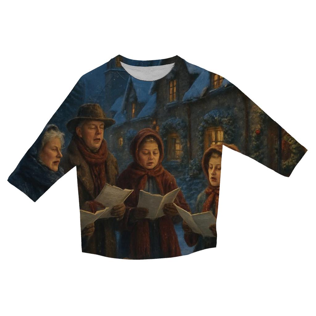 Midnight Carols On The Snowy Lane casual three quarter sleeve shirts