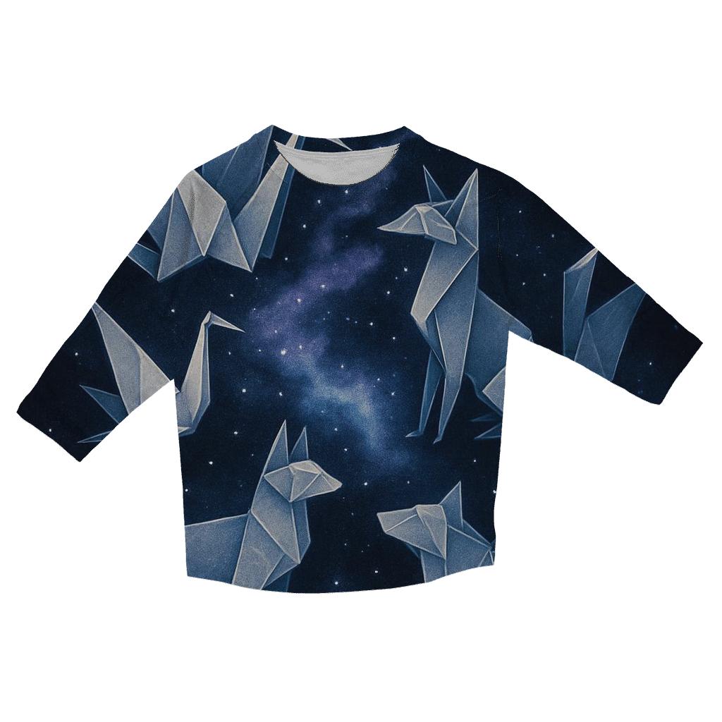 Celestial Origami Animals printed three quarter sleeve shirts