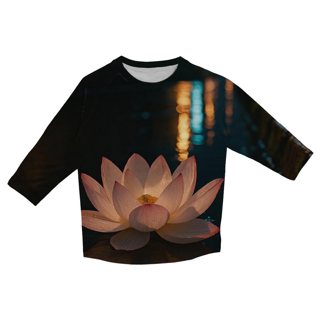 Midnight Lotus On Urban Canal casual three quarter sleeve shirts