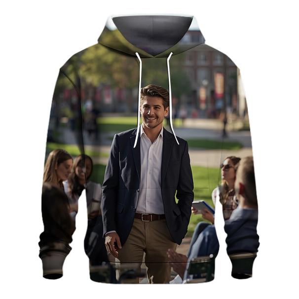Charlie Kirk Engaging With College Students On Campus embroidered hoodies