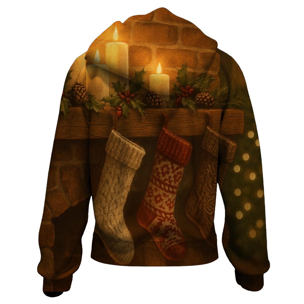 Cozy Fireplace With Holiday Stockings hoodie trends