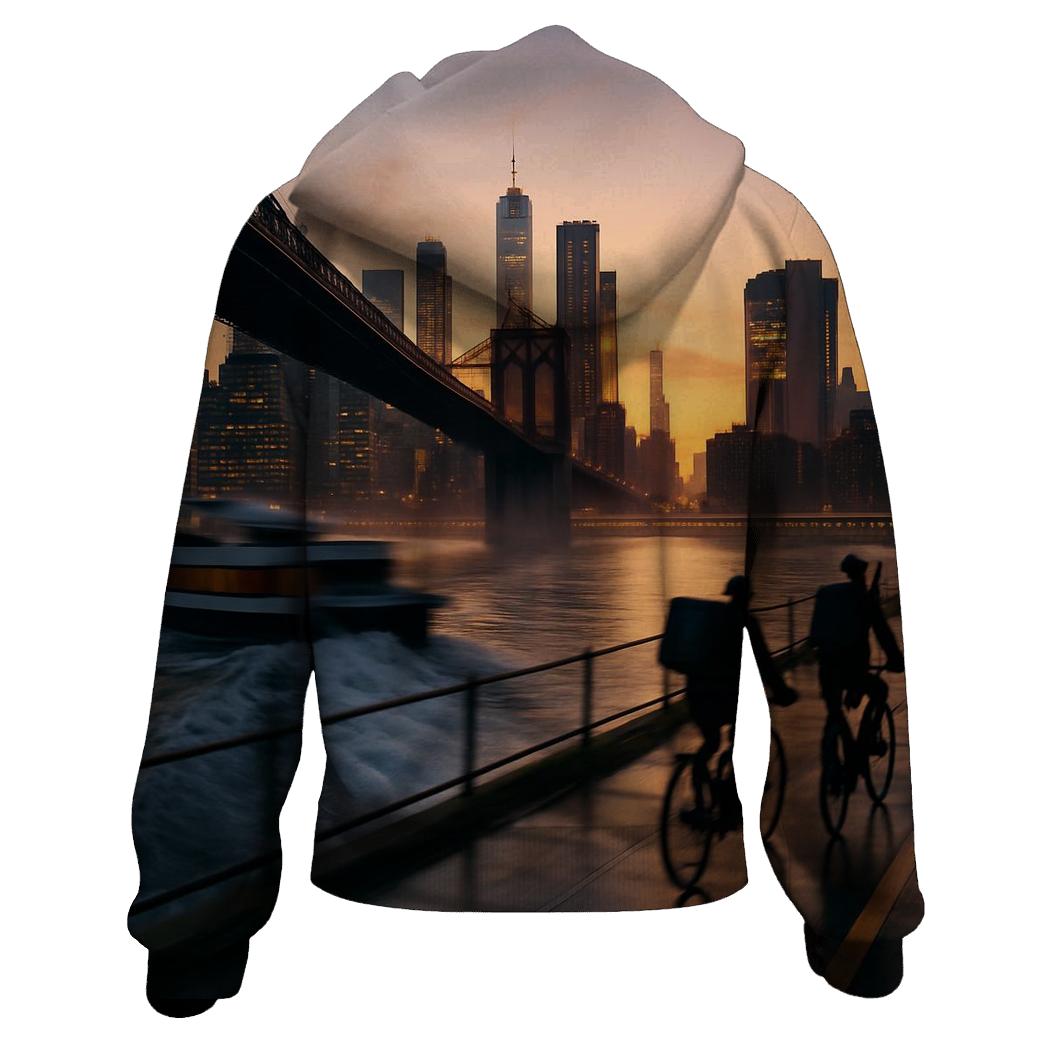 Hudson Twilight Labor Bridge View embroidered hoodies