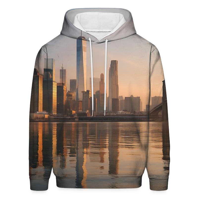 Sunrise Reflections On The East River With Manhattan Skyline pullover hoodies