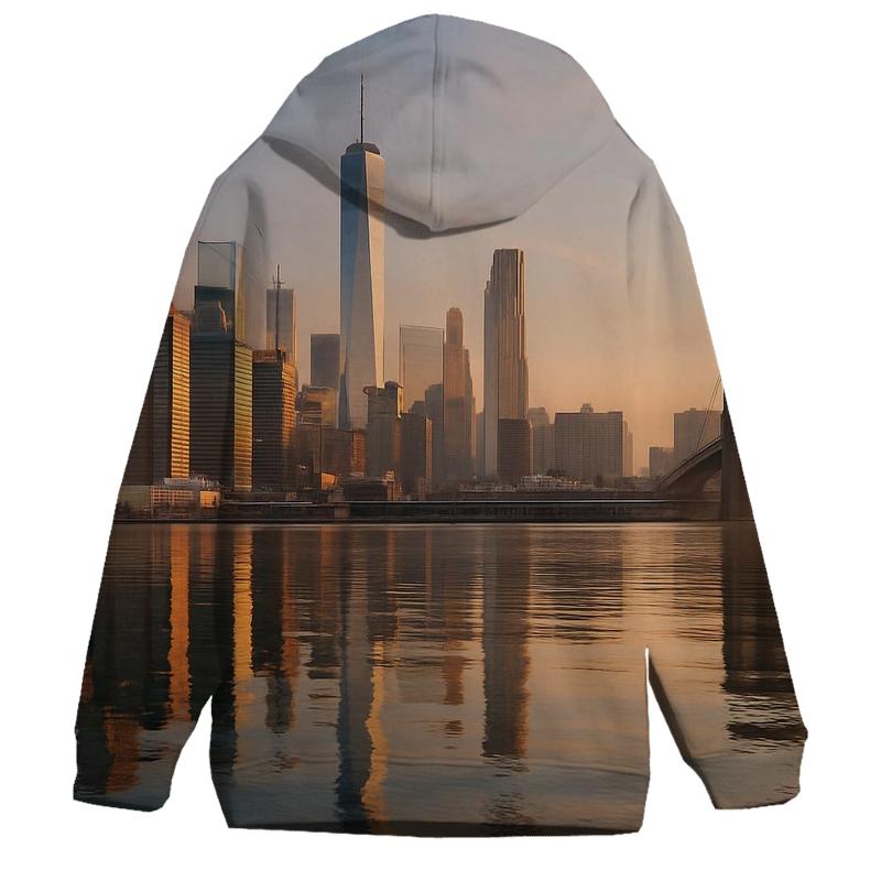 Sunrise Reflections On The East River With Manhattan Skyline pullover hoodies