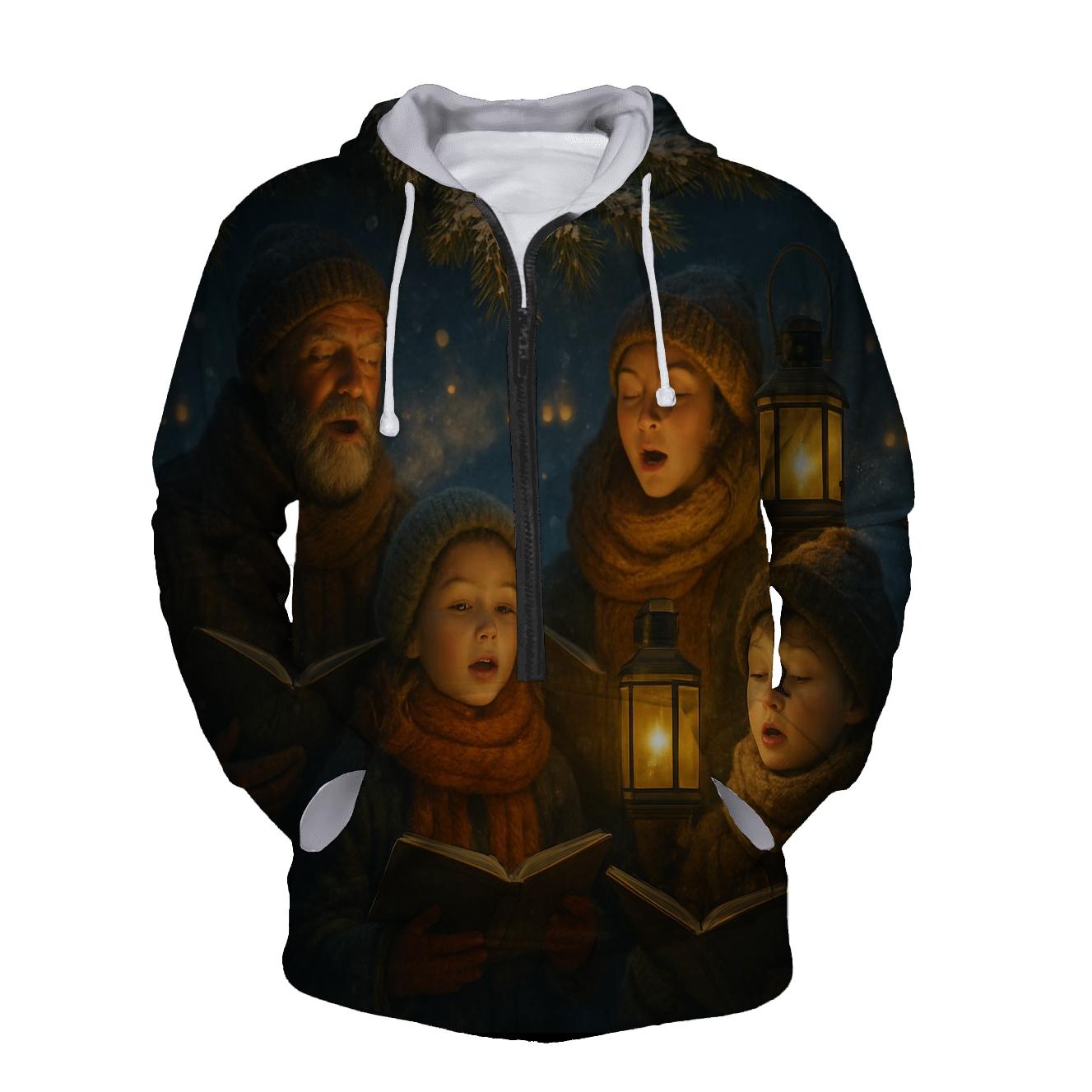 Midnight Carolers Under Frosted Evergreens graphic hoodies