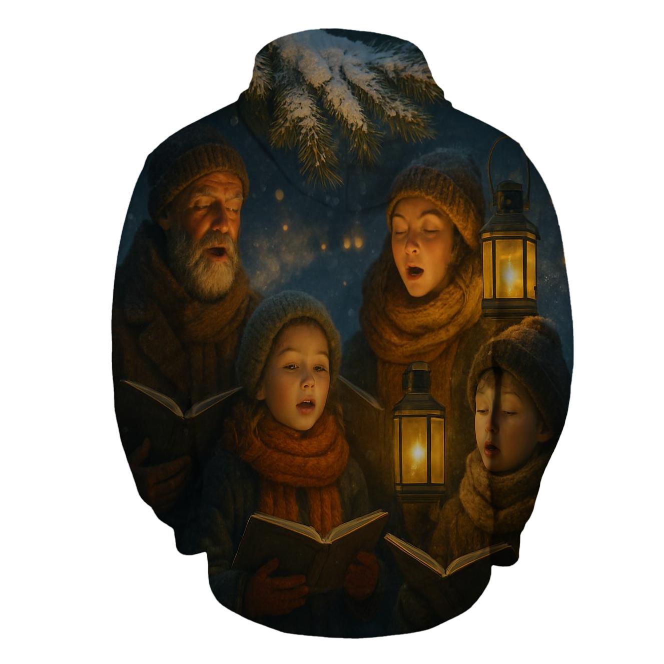 Midnight Carolers Under Frosted Evergreens graphic hoodies