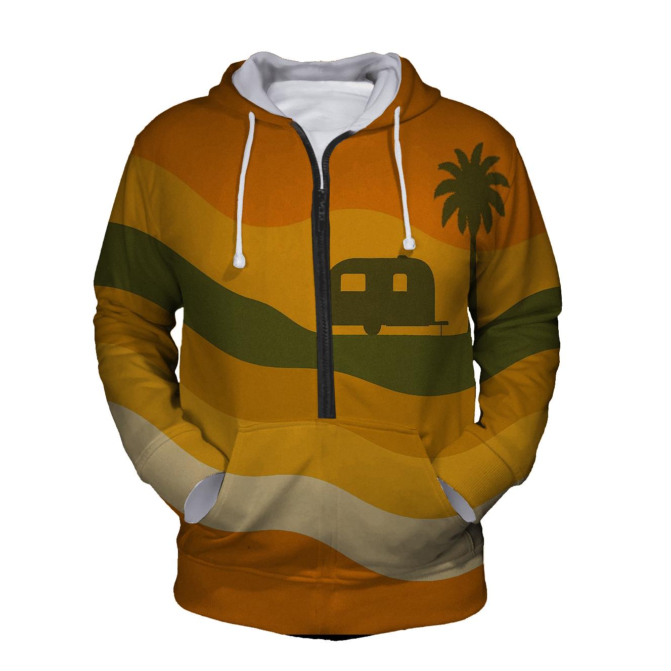 Saffron Groove Waves printed hoodies
