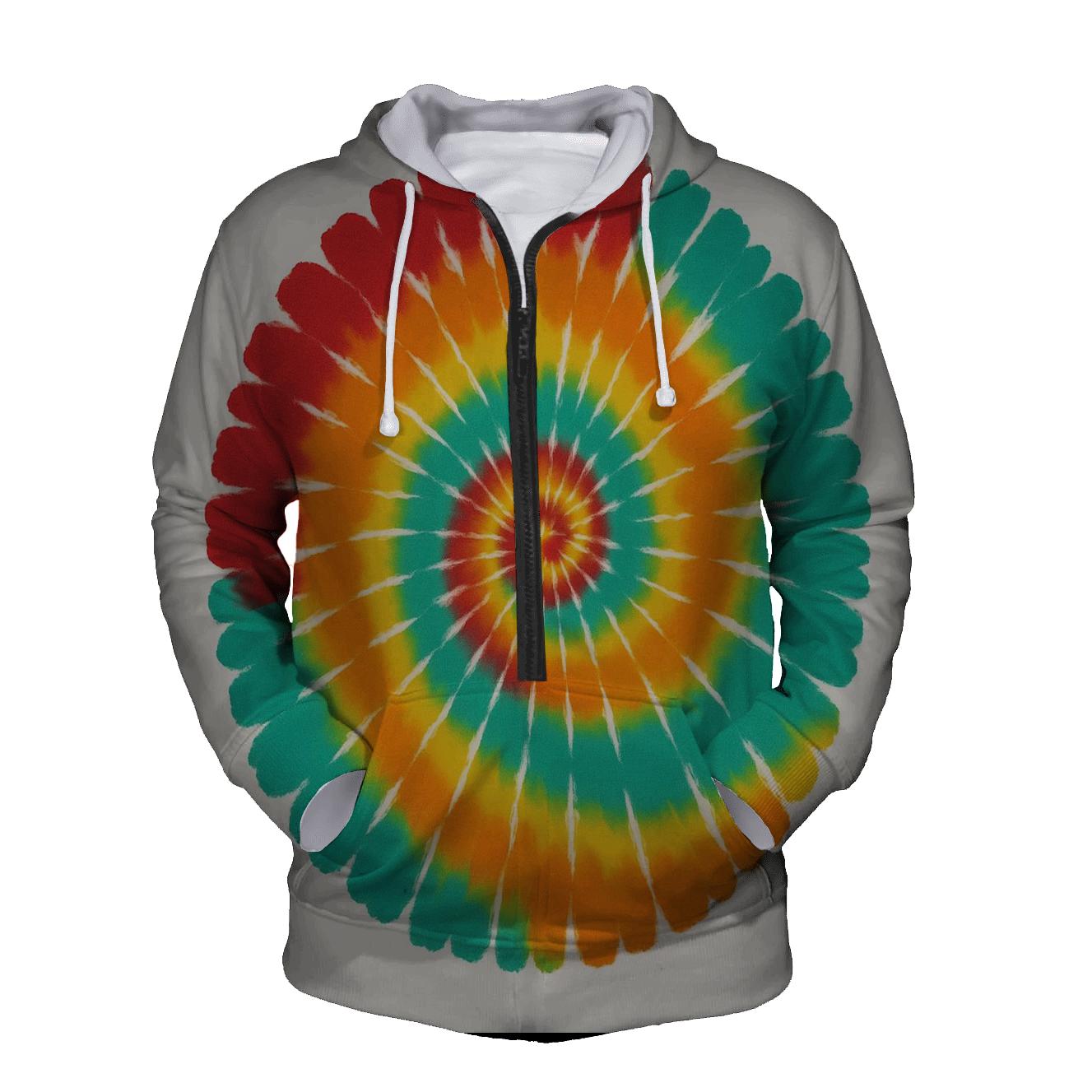 Spiral Burst Over Dye Spectrum zip-up hoodies