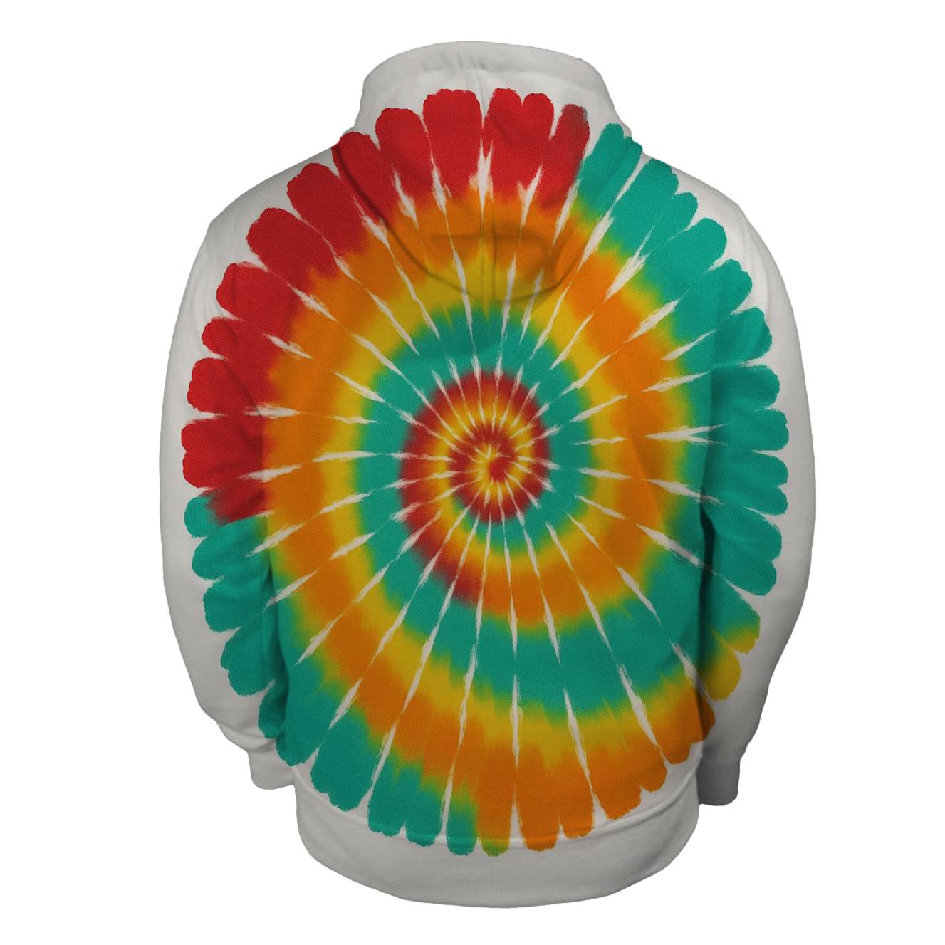 Spiral Burst Over Dye Spectrum zip-up hoodies