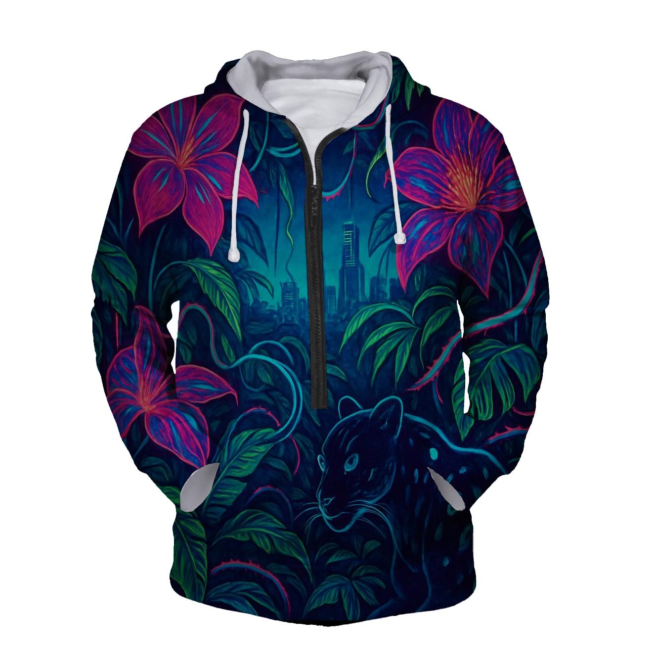Futuristic Neon Jungle zip-up hoodies