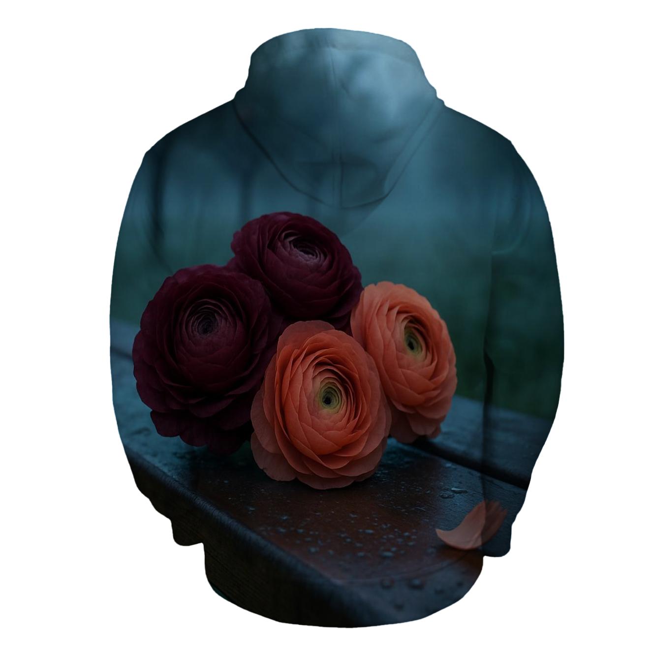 Midnight Orchard Ranunculus zip-up hoodies