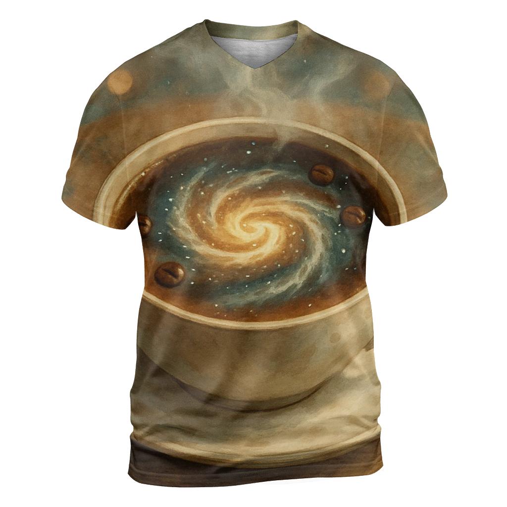 Latte Swirl Galaxy vibrant all-over design tees
