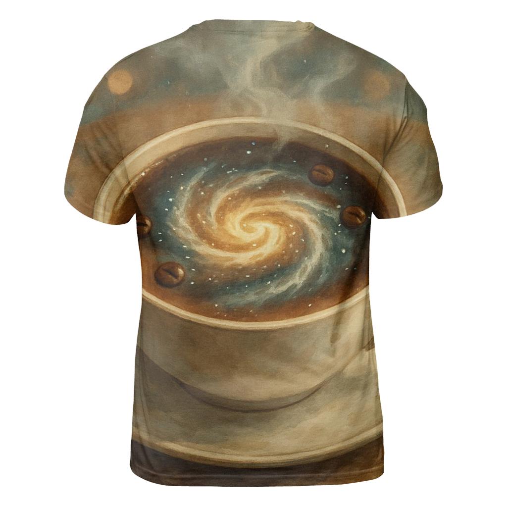 Latte Swirl Galaxy vibrant all-over design tees