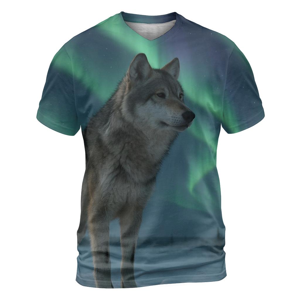 Silent Sentinel Under Northern Lights statement graphic shirts
