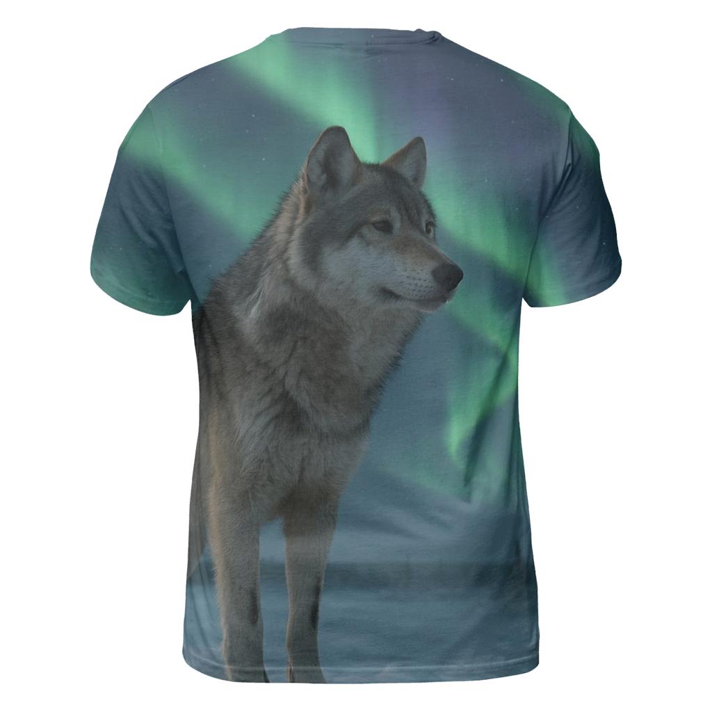 Silent Sentinel Under Northern Lights statement graphic shirts