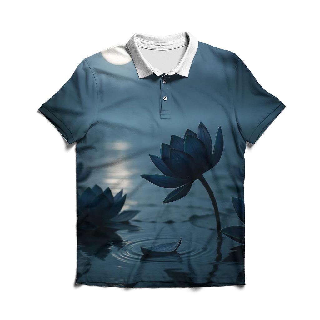 Midnight Lotus Field stylish collar polo tees