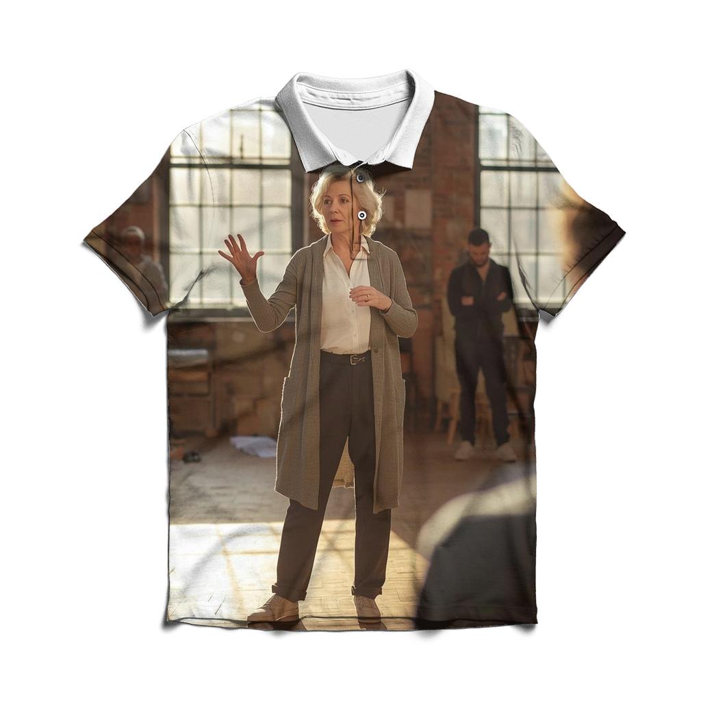 Polly Holliday Engaging In Theatre Workshop embroidered polo tops