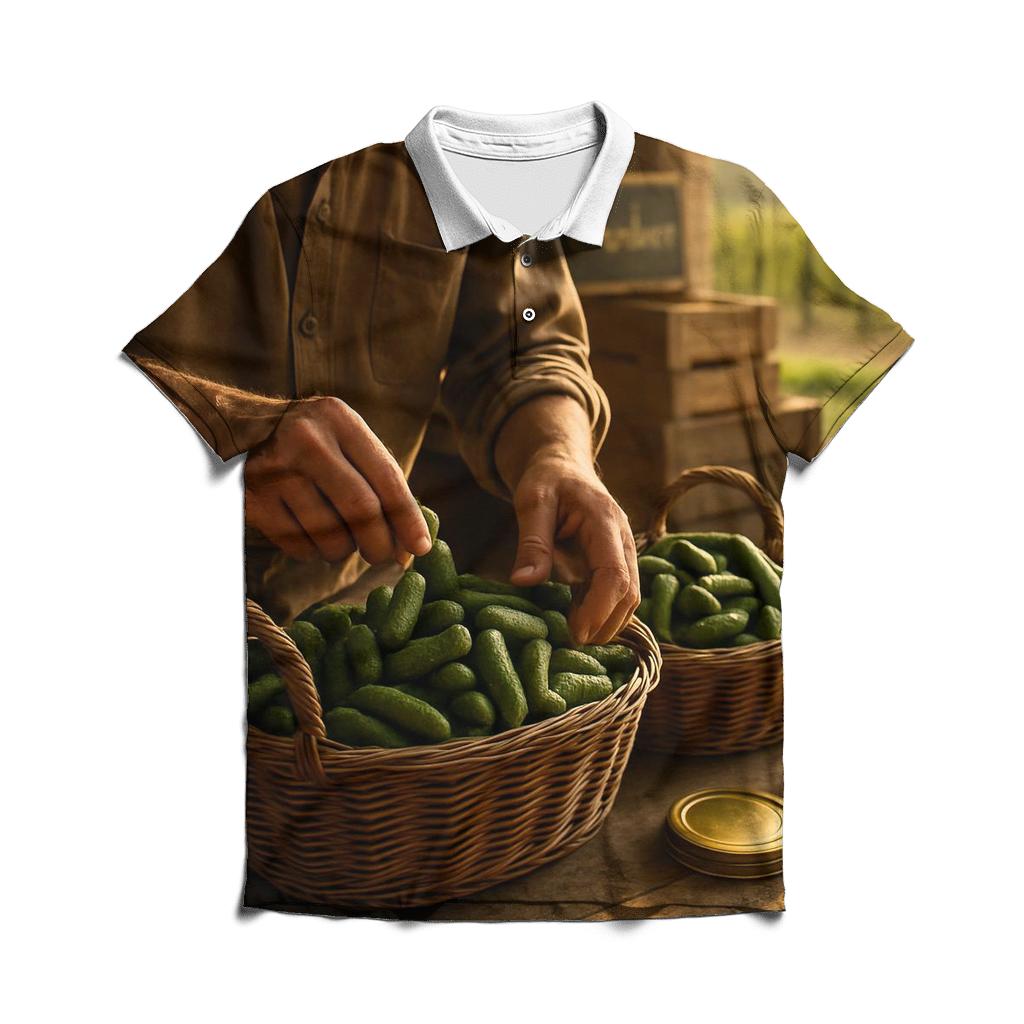 Artisan Cornichon Harvest Table embroidered polo tops