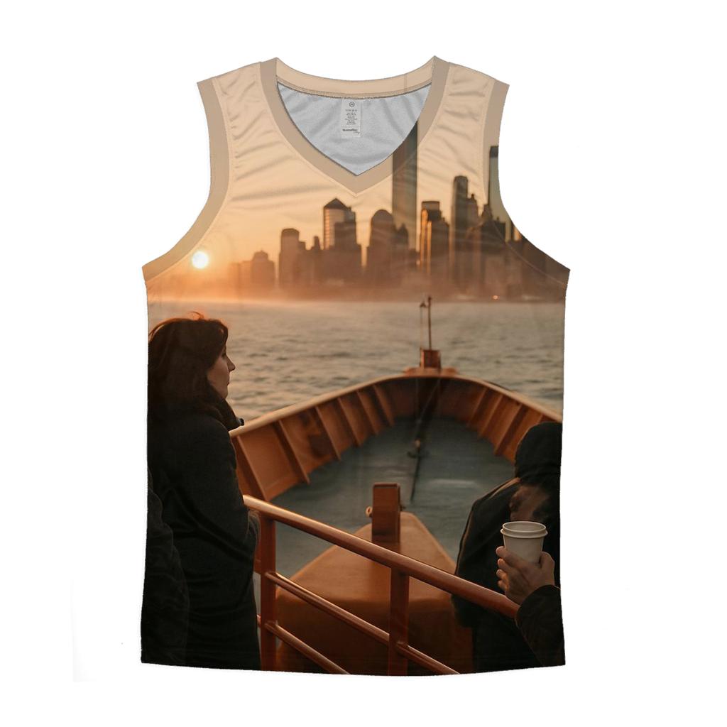 Dawn Ferry Over Reflections Of Lower Manhattan sports performance tank tops