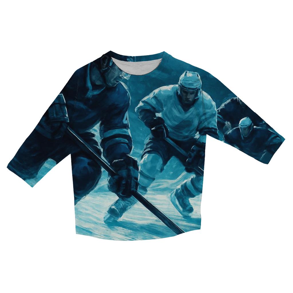 Ice Hockey Action Dynamism personalized 3/4 sleeve tees