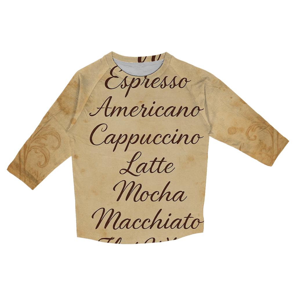 Antique Coffeehouse Menu stylish quarter sleeve tops