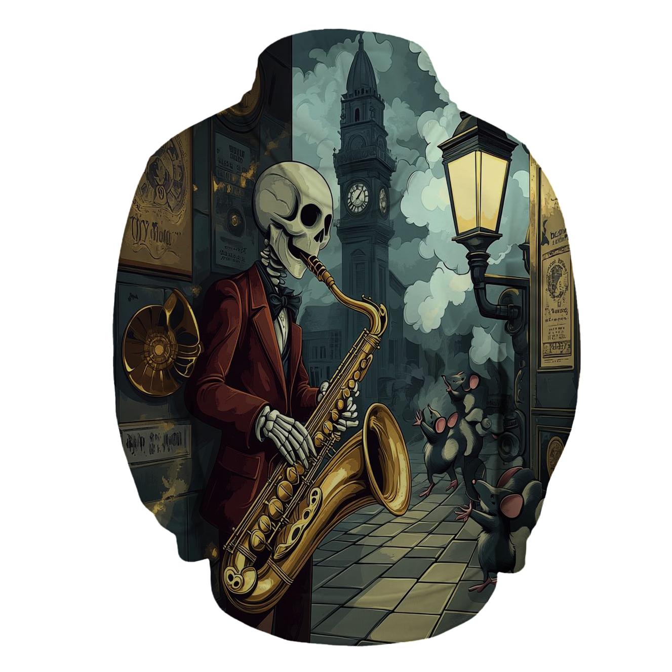 Clockwork Skeleton Street Music hoodie designs