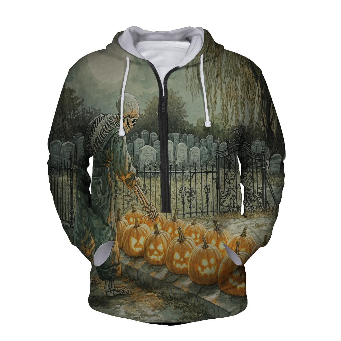 Graveyard Garden Of Midnight Pumpkins printed hoodies