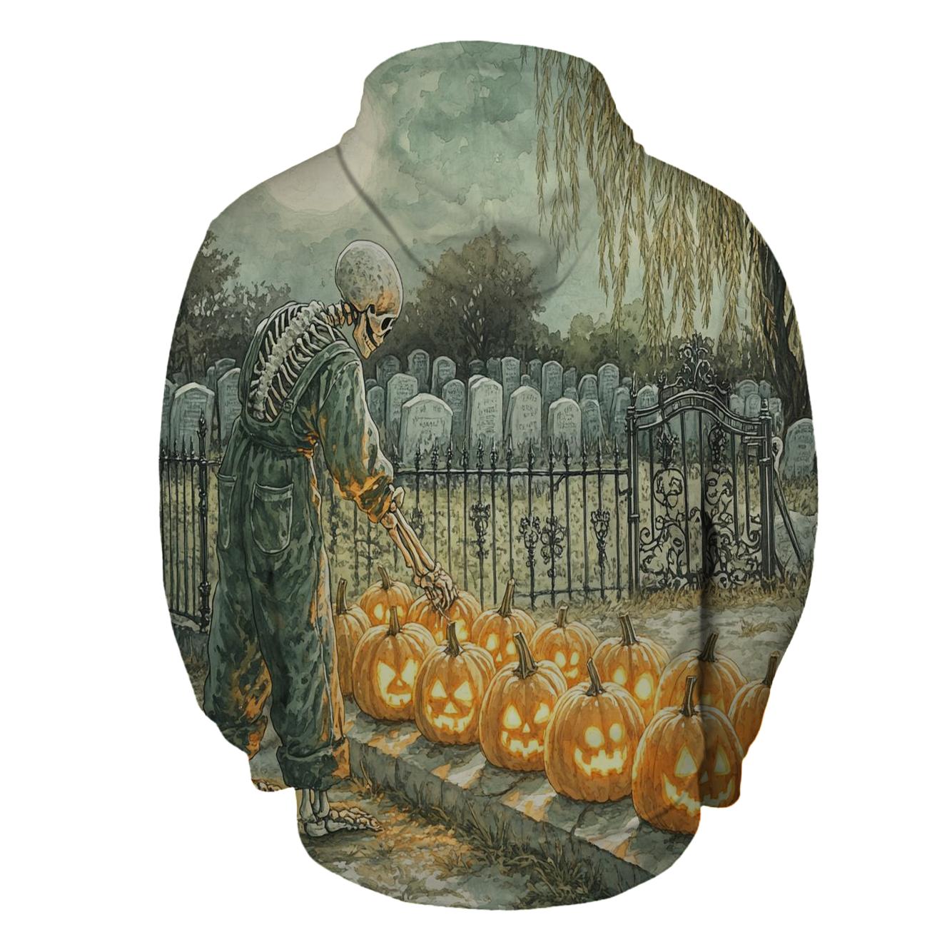 Graveyard Garden Of Midnight Pumpkins printed hoodies