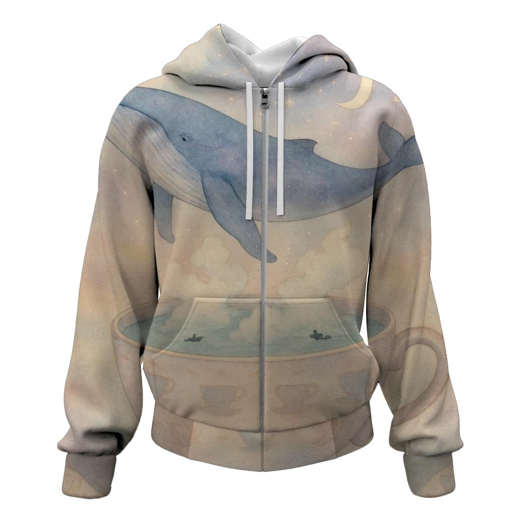 Moonlit Tea Whale custom hoodies