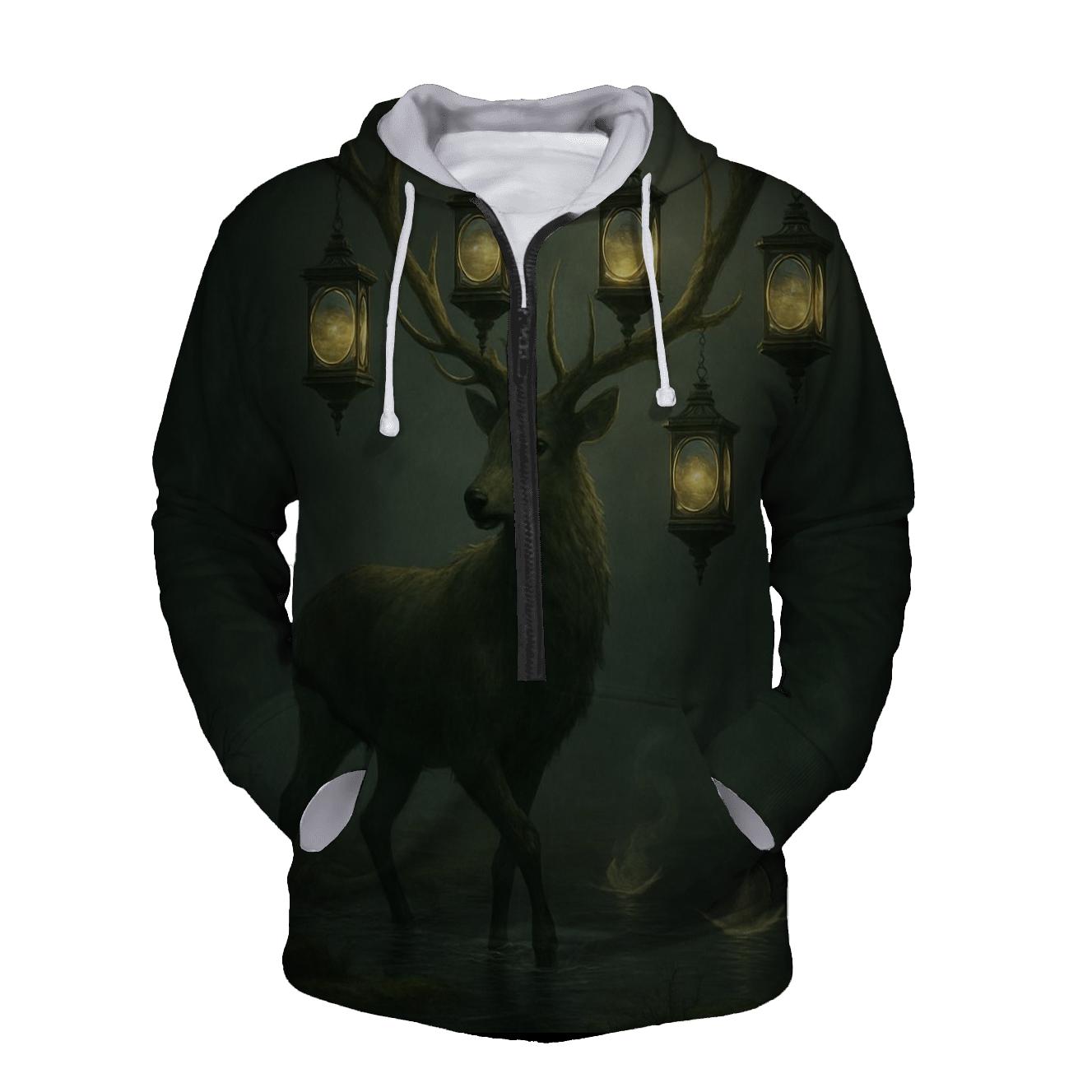 Fogbound Lantern Stag printed hoodies