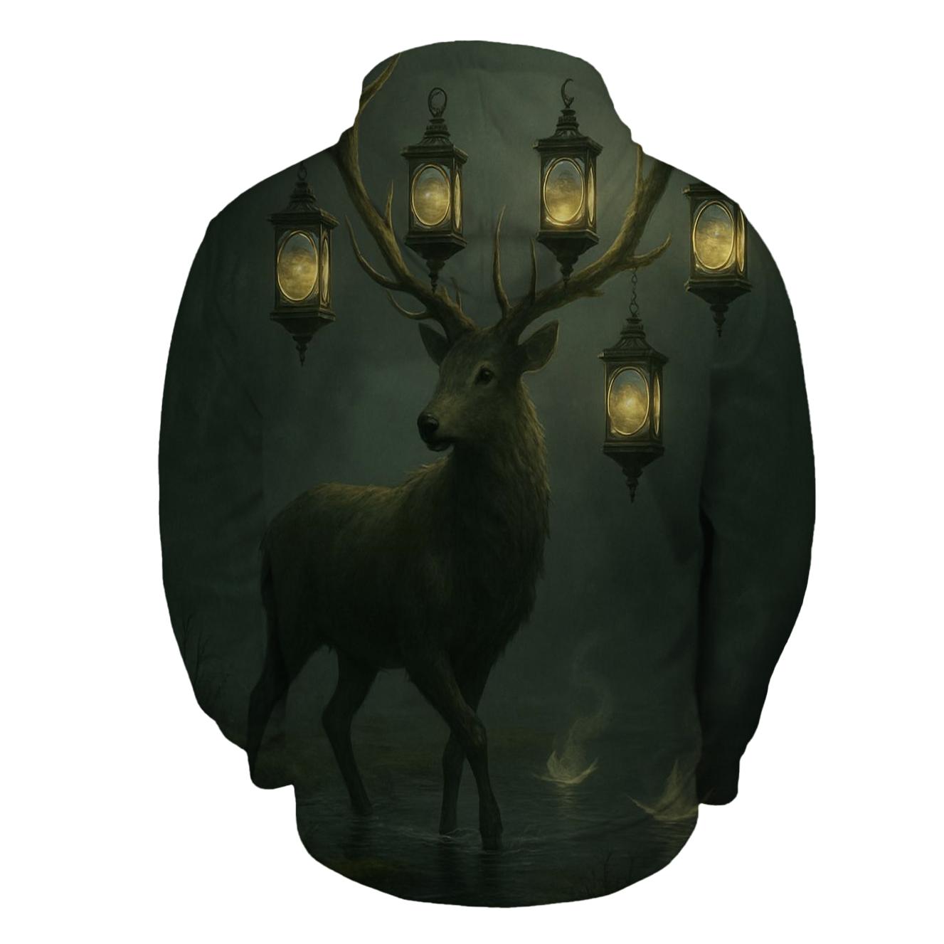Fogbound Lantern Stag printed hoodies