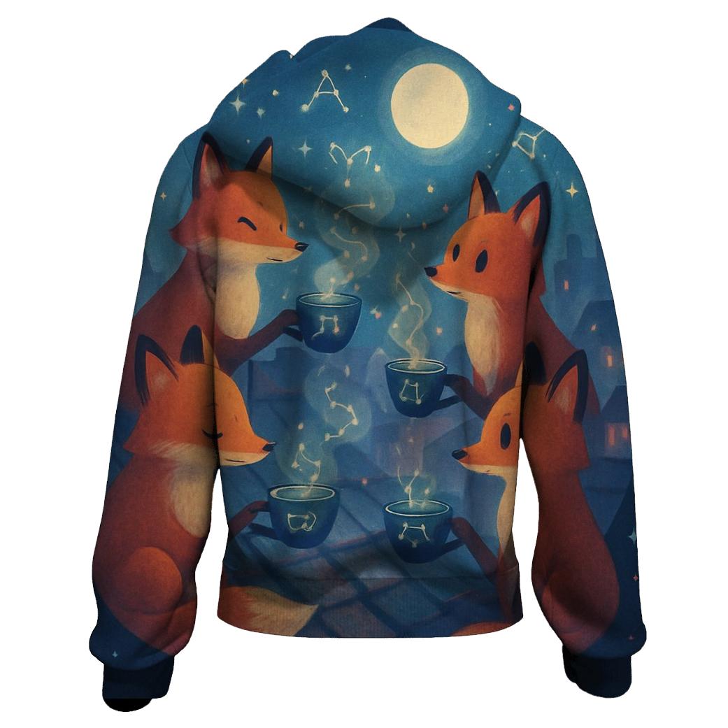 Constellation Tea Party Foxes embroidered hoodies