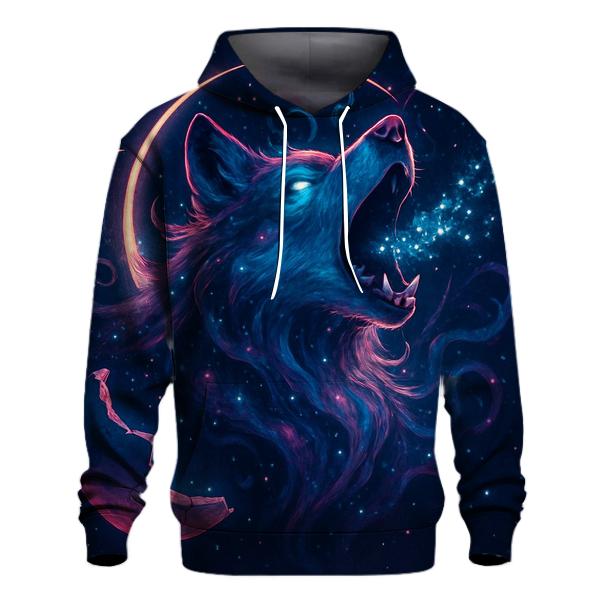 Nebula Sentinel Wolf printed hoodies