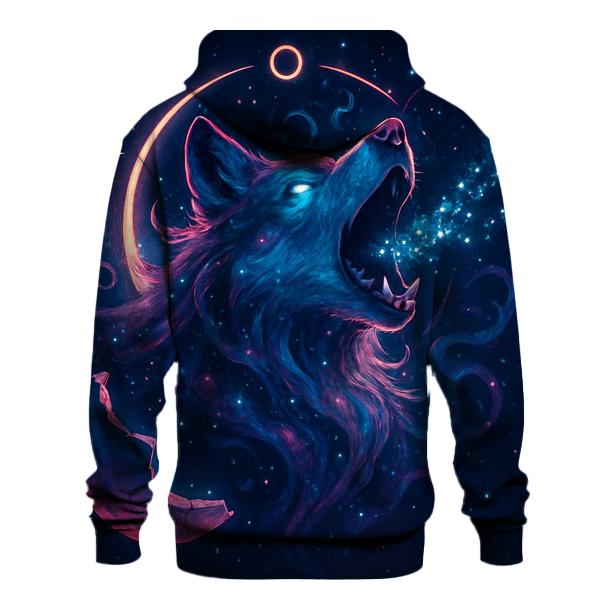 Nebula Sentinel Wolf printed hoodies