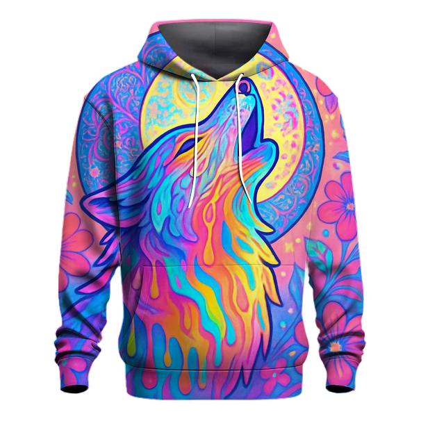 Psychedelic Moon Howl designer hoodies