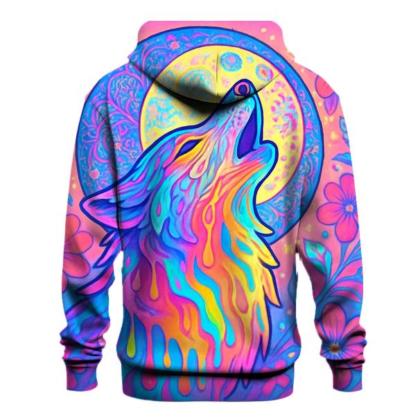 Psychedelic Moon Howl designer hoodies