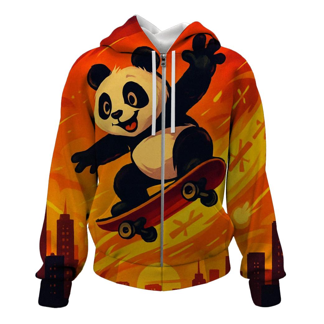 Solar Flare Skate Panda embroidered hoodies