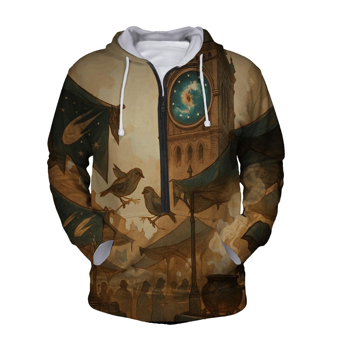 Clocktower Sparrow Market graphic hoodies