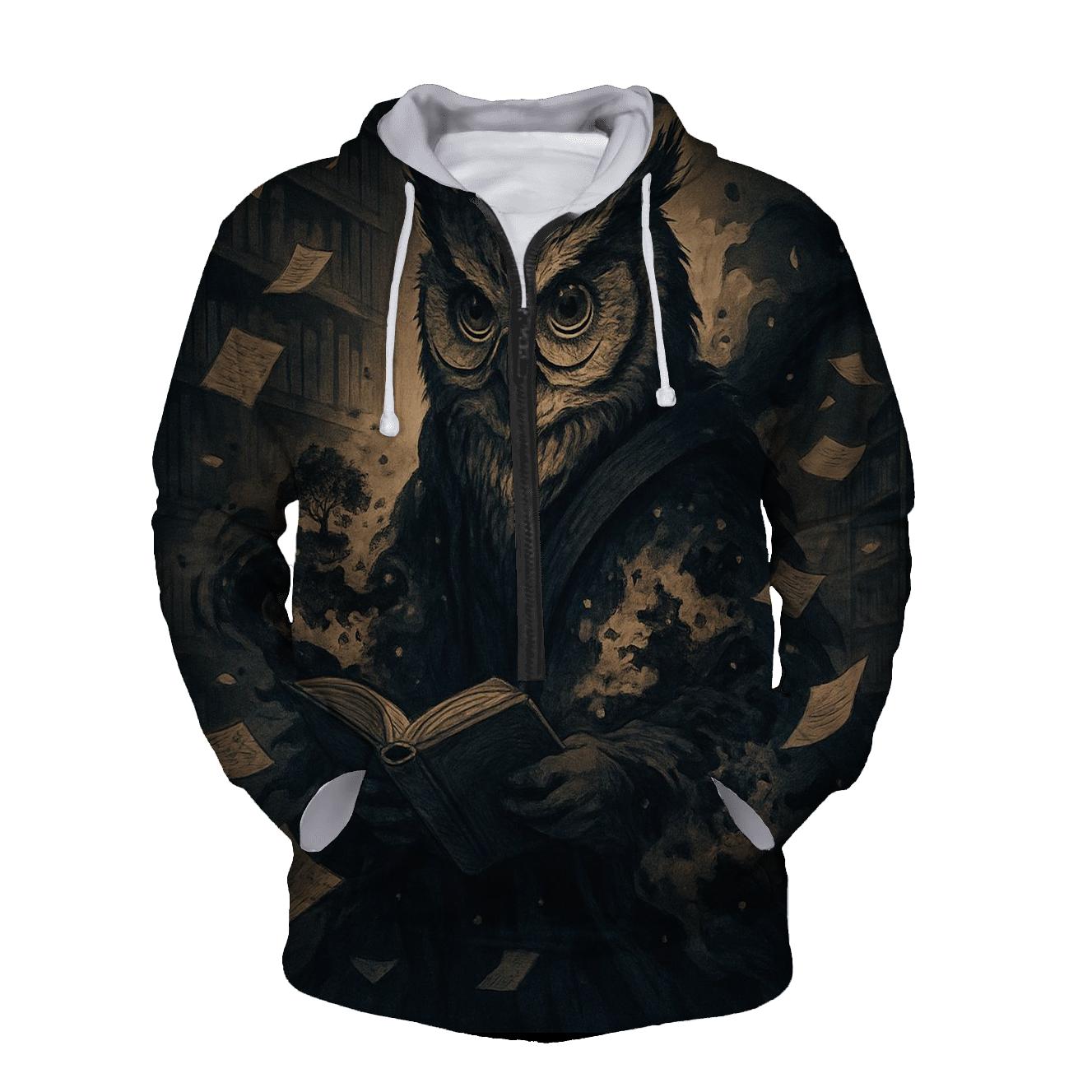 Inkstorm Librarian Owl embroidered hoodies
