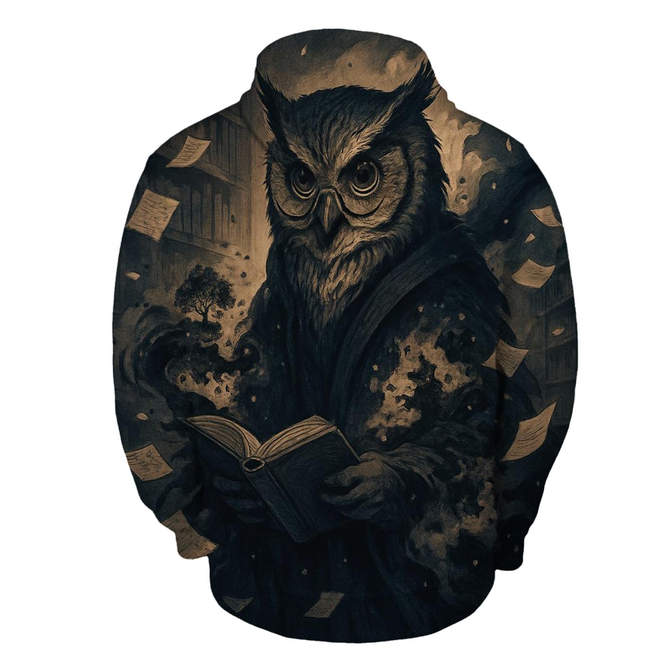 Inkstorm Librarian Owl embroidered hoodies