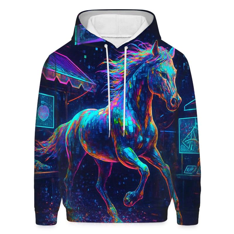 Random Hologram Stallion embroidered hoodies