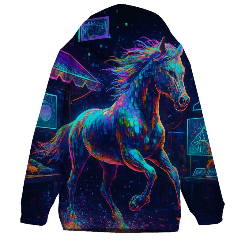 Random Hologram Stallion embroidered hoodies