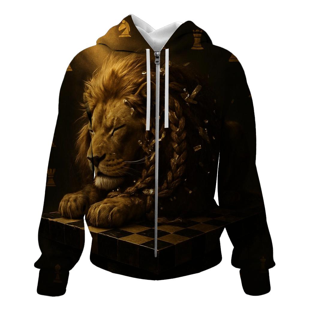 Gilded Chessboard Lion premium hoodies