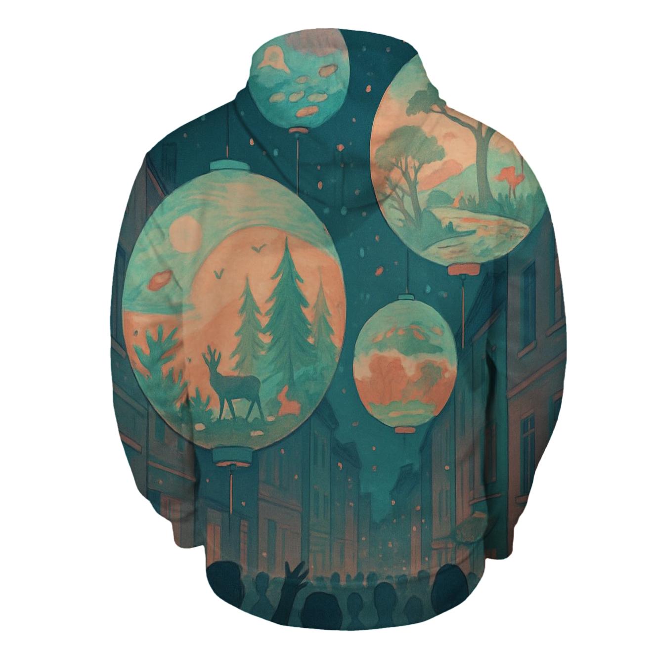 Stellar Paper Lantern Parade embroidered hoodies