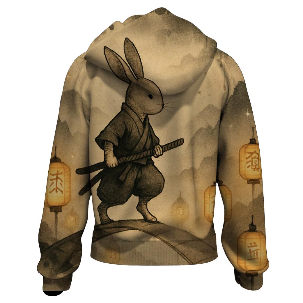 Paper Lantern Samurai Rabbit zip-up hoodies