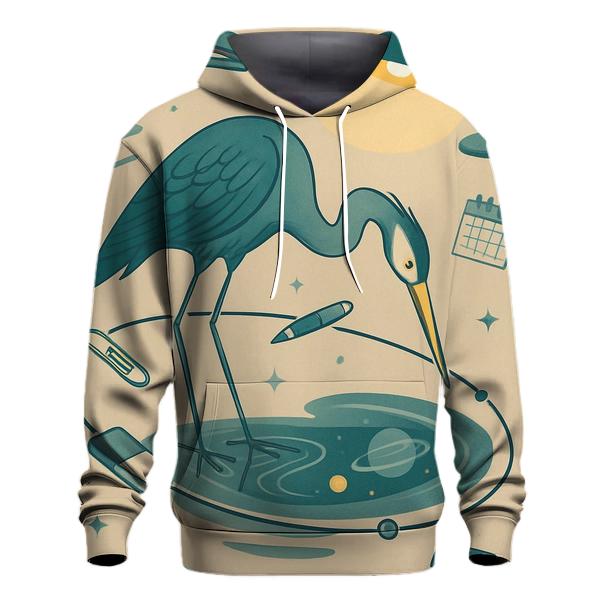 Orbiting Paperclip Heron hoodies fashion