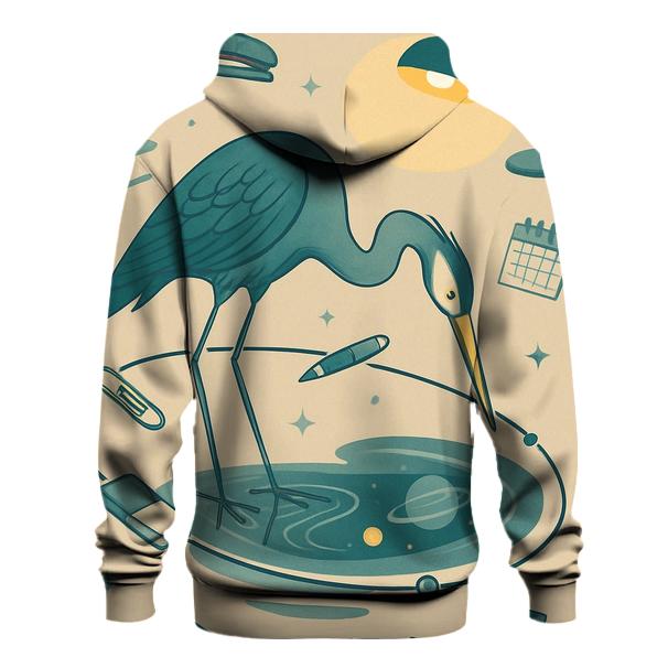 Orbiting Paperclip Heron hoodies fashion