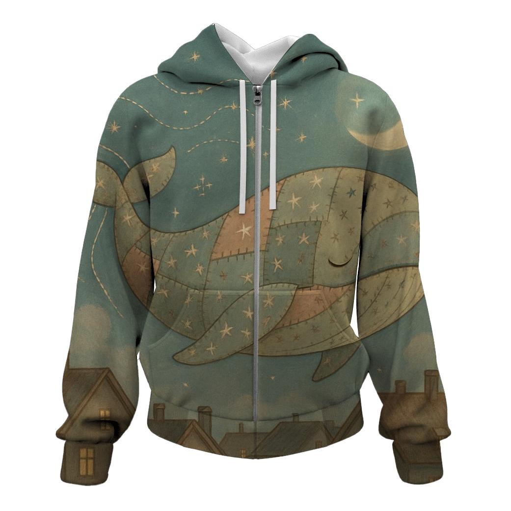 Stitched Sky Whale printed hoodies